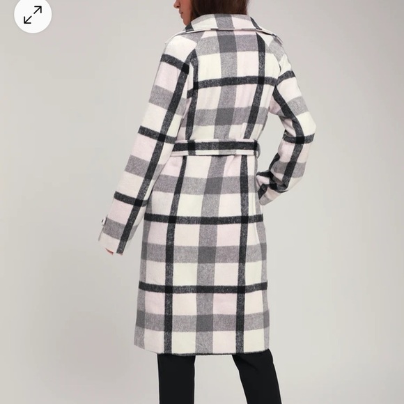 Lulus Fond of You Black & White Plaid Coat – Size M - Picture 3 of 11